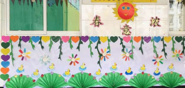 幼儿园户外教室墙面四季主题图片