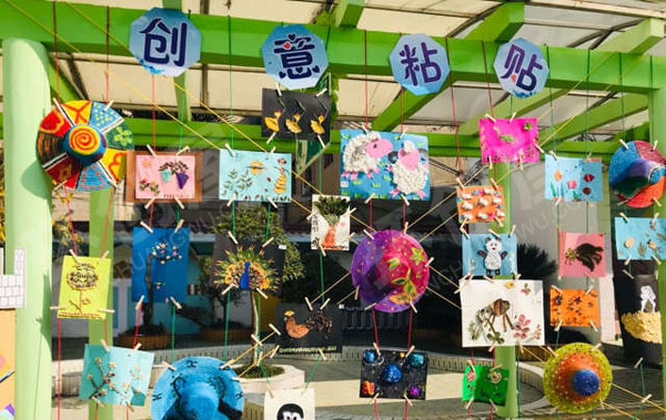 幼儿园户外各种创意美术画展图片