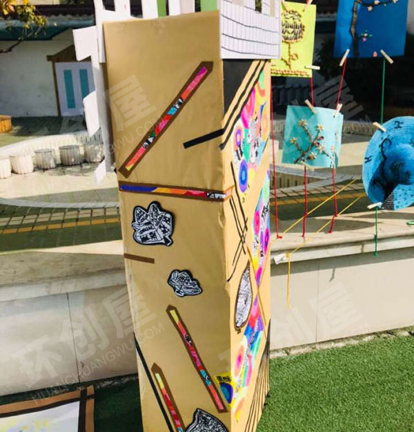 幼儿园户外各种创意美术画展图片