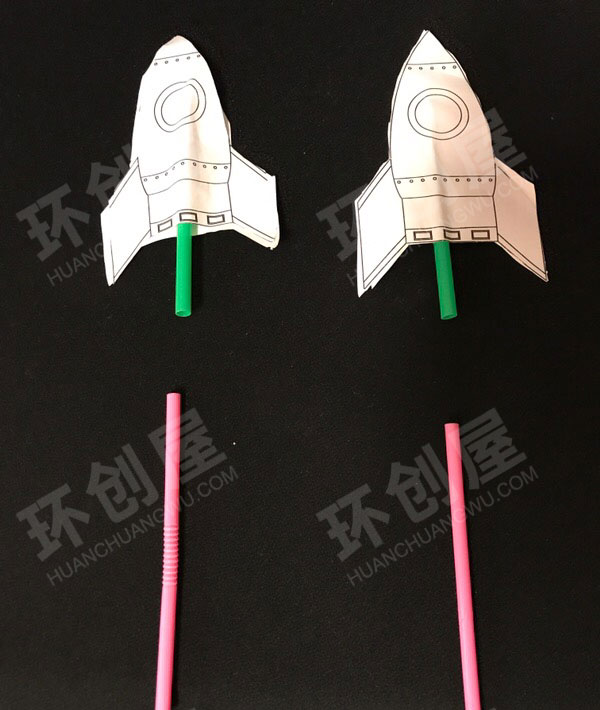 幼儿园科学区自制会飞的火箭图片