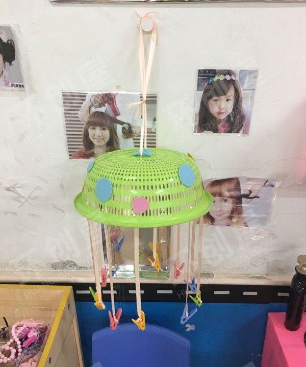 幼儿园角色游戏美发屋烫头发帽图片