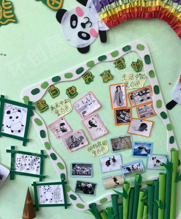 幼儿园熊猫风主题墙环创图片