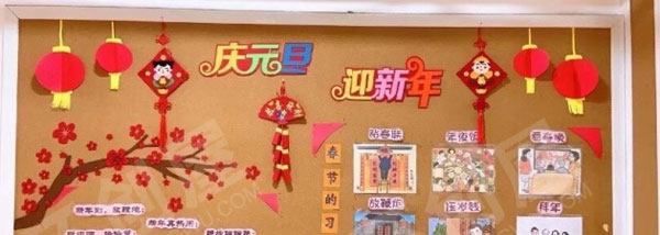 幼儿园新年主题墙面布置图片