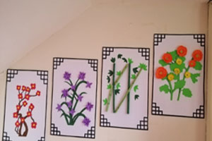 幼儿园墙面布置梅兰竹菊手工画作图片5张