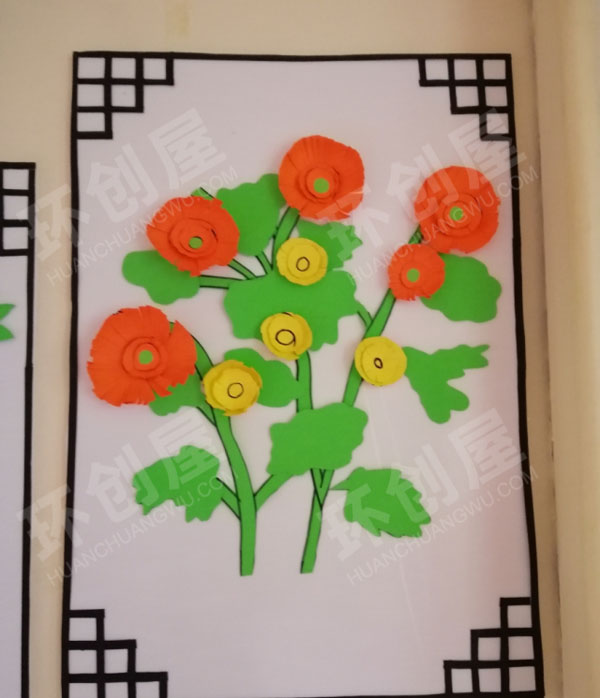 幼儿园墙面布置梅兰竹菊手工画作图片
