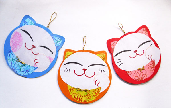 幼儿园新年招财猫吊牌图片