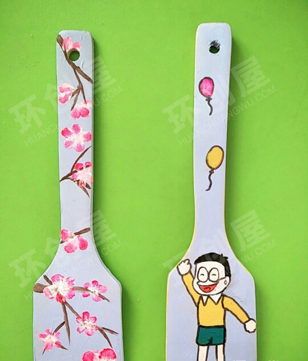 幼儿园木铲子创意涂鸦挂饰图片