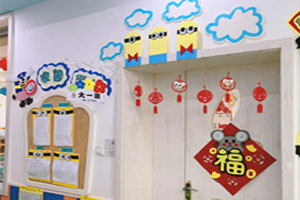 幼儿园新年门窗环创小黄人主题图片