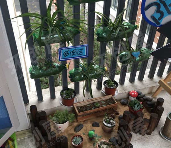 幼儿园走廊植物角阳光花圃图片