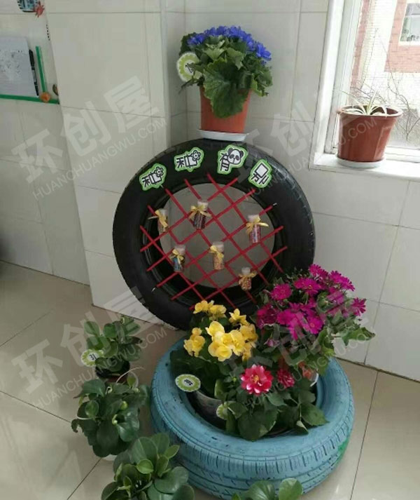 幼儿园轮胎鱼缸走廊装饰图片
