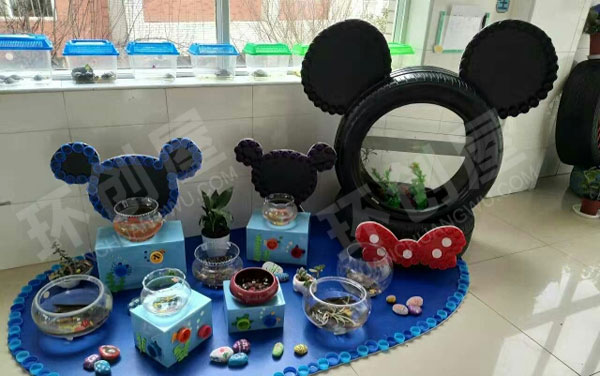 幼儿园轮胎鱼缸走廊装饰图片