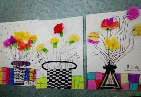 幼儿园环保手工创意画作展示图片