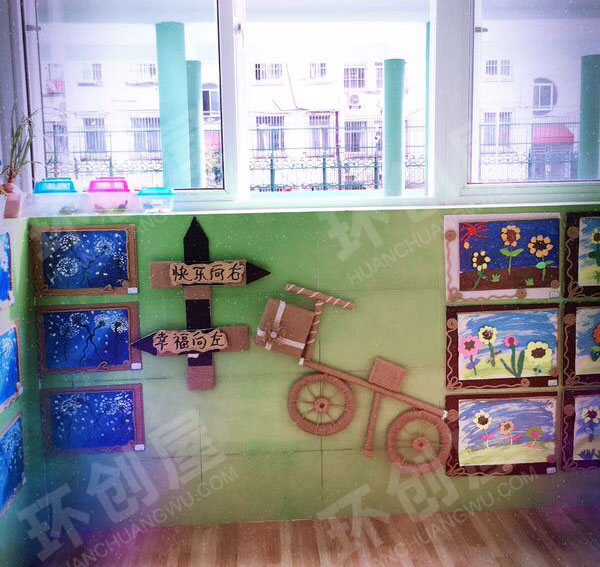 幼儿园麻绳款作品墙图片