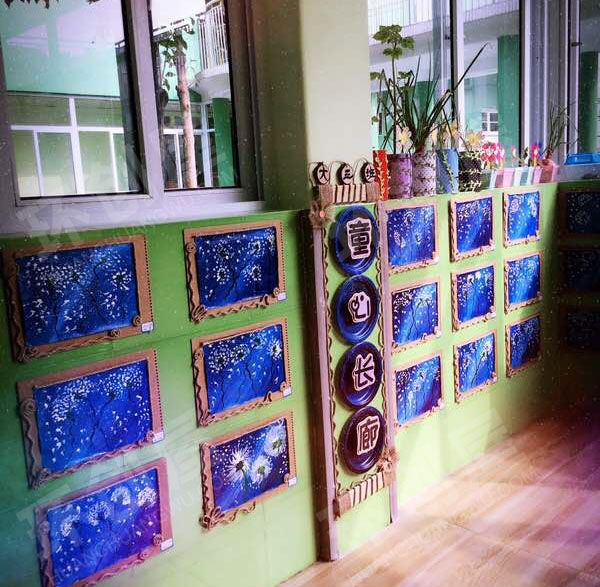 幼儿园麻绳款作品墙图片