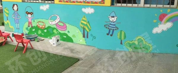 幼儿园户外卡通操场墙装饰图片