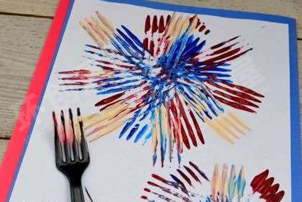 幼儿园美工区不同材料画烟花图片