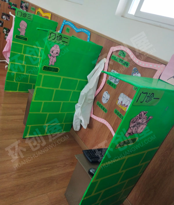 幼儿园角色游戏小医院科室墙面就医流程图片