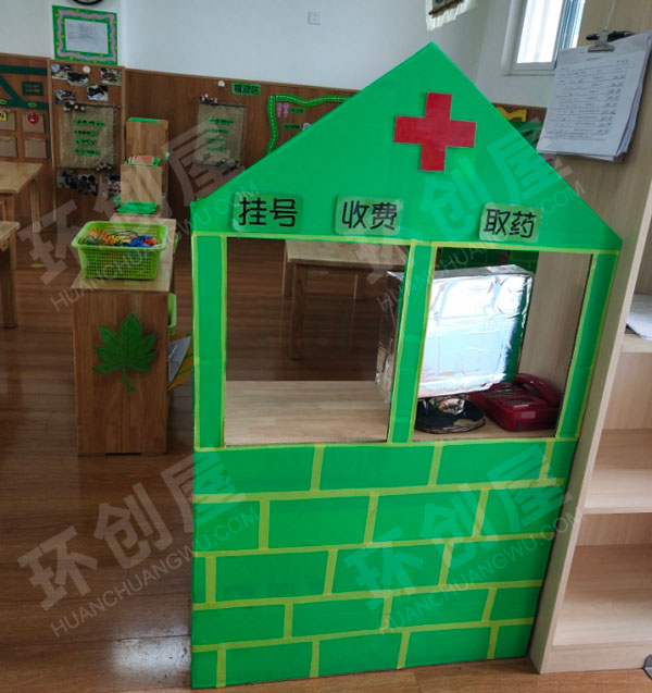 幼儿园角色游戏小医院科室墙面就医流程图片