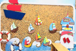 幼儿园蓝白海洋风主题墙图片4张