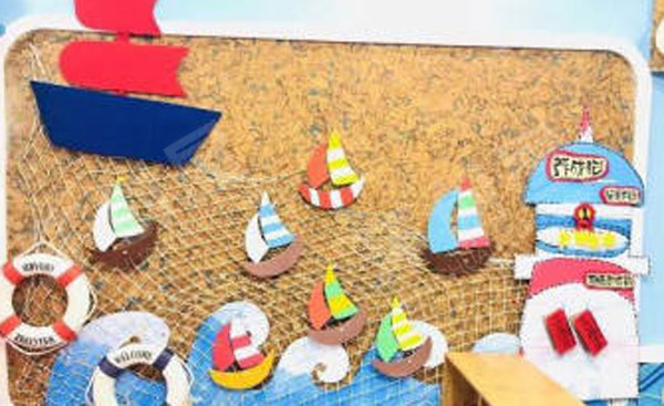 幼儿园蓝白海洋风主题墙图片