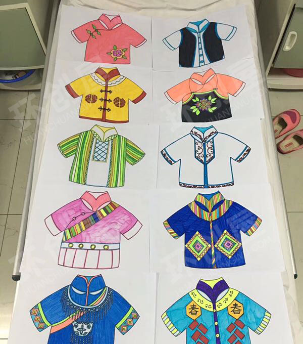 幼儿园走廊墙面各民族服饰纯手工绘制图片