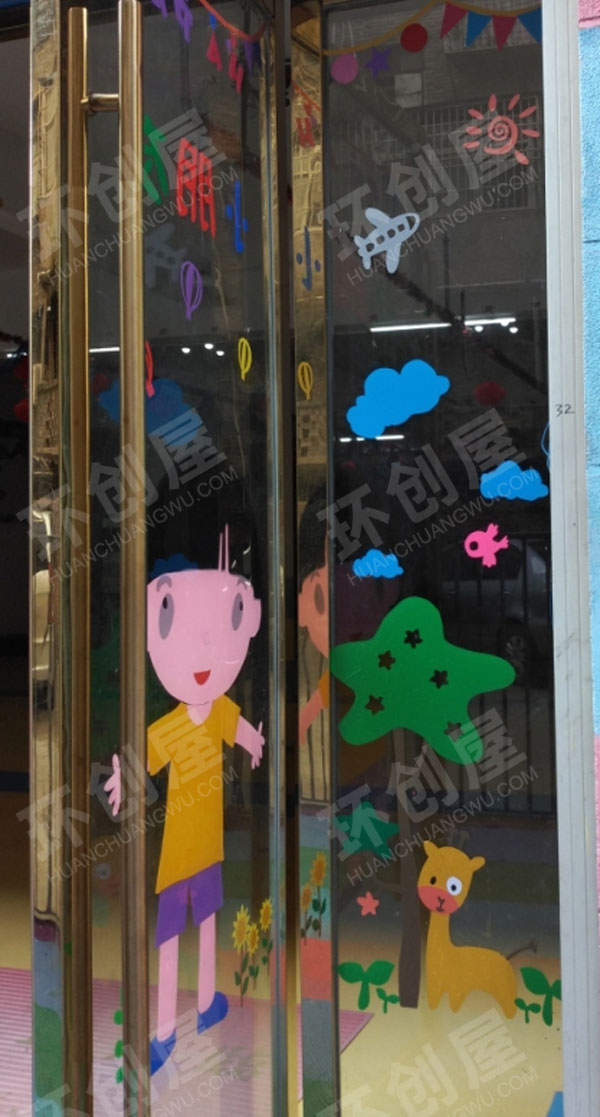 幼儿园门窗玻璃大门卡通贴画图片