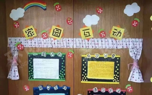 幼儿园各种温馨卡通家园联系栏图片