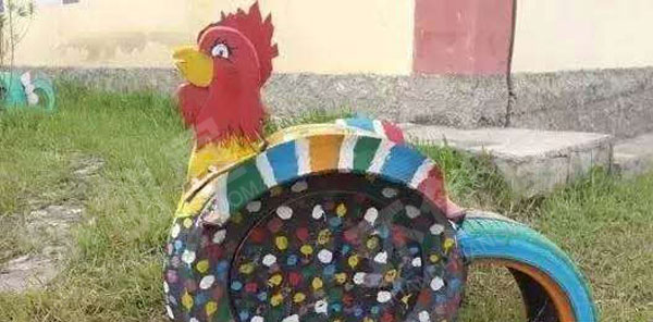 幼儿园户外千奇百怪轮胎画图片