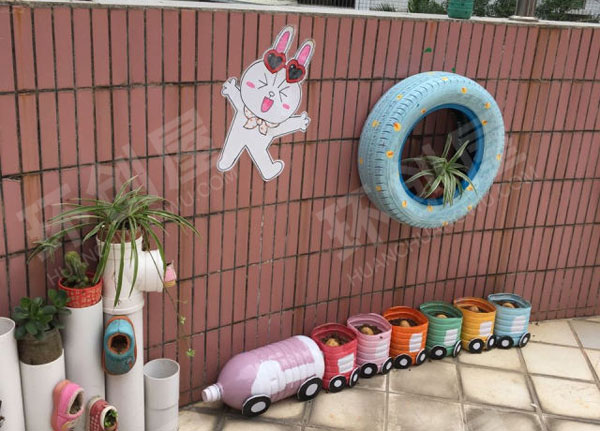 幼儿园户外墙面卡通植物角装饰图片