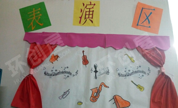 幼儿园表演区墙面壁画装饰图片