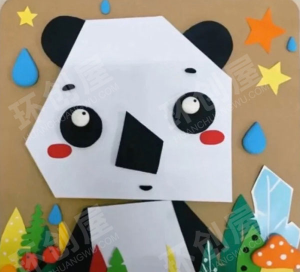幼儿园手工作竹编动物墙面布置图片
