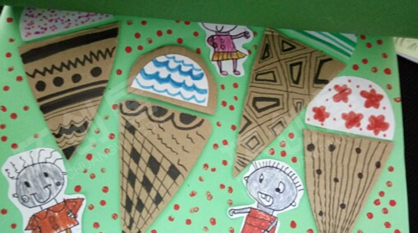 幼儿园牛皮纸创想墙面布置图片