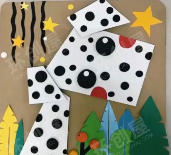 幼儿园手工作竹编动物墙面布置图片