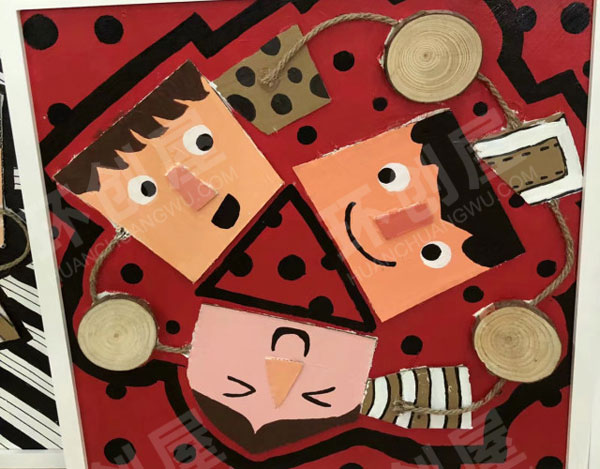 幼儿园硬纸板创意画墙面布置图片