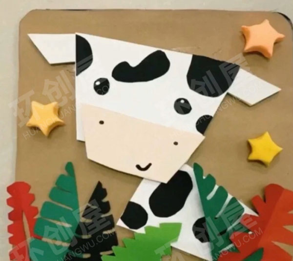 幼儿园手工作竹编动物墙面布置图片