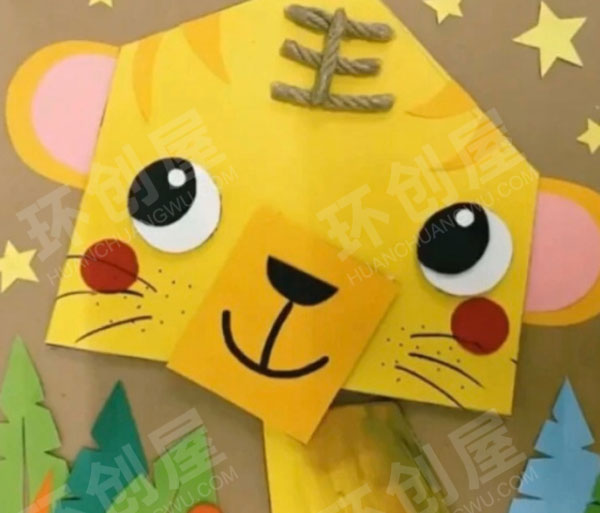 幼儿园手工作竹编动物墙面布置图片