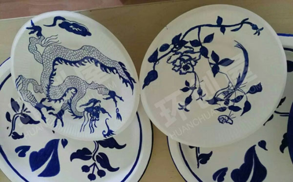 幼儿园青花瓷纸盘画吊饰图片