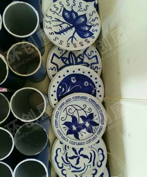 幼儿园青花瓷纸盘画吊饰图片