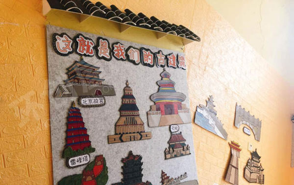 幼儿园走廊墙面行走在幼儿园的传统文化图片