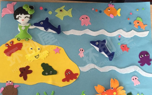 幼儿园走廊墙面展示教师手工作品图片