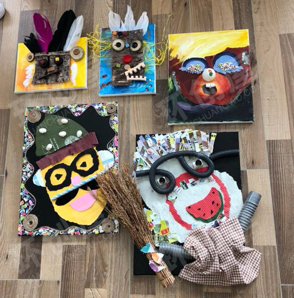 幼儿园各种废旧物品手工作品展示图片
