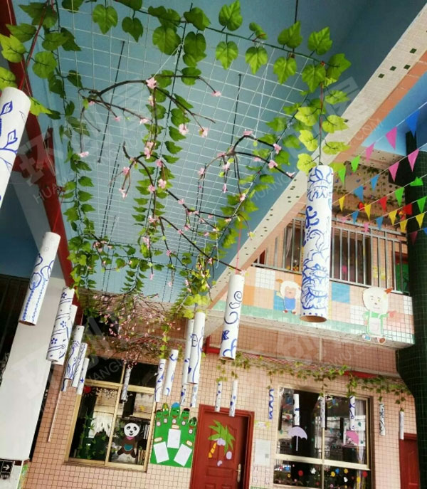 幼儿园户外走廊树枝吊饰图片
