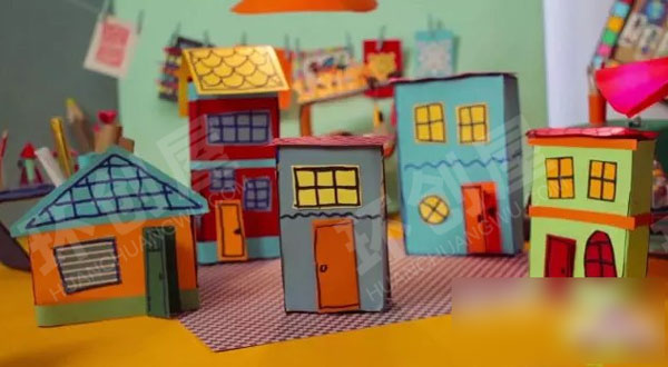 幼儿园美工区手工制作温馨小屋图片
