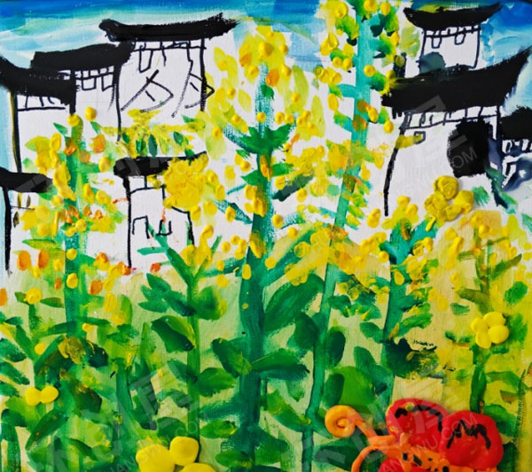 幼儿园美工区油菜花开图片