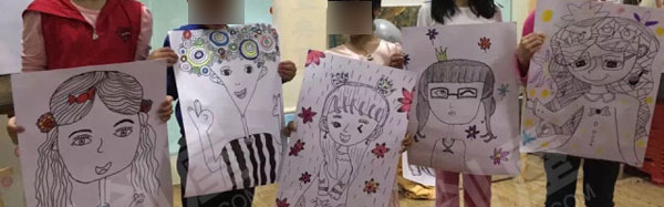 幼儿园线描人物画作品展示图片