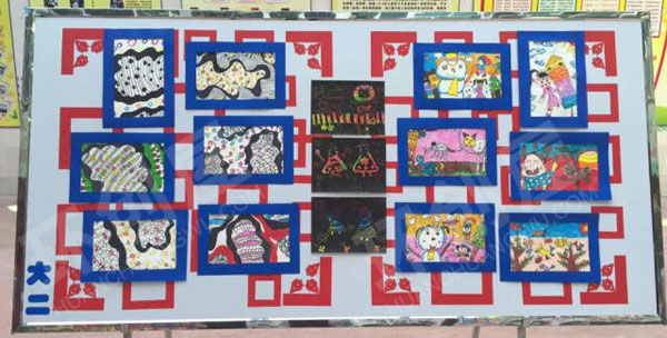 幼儿园户外各种美术画展图片