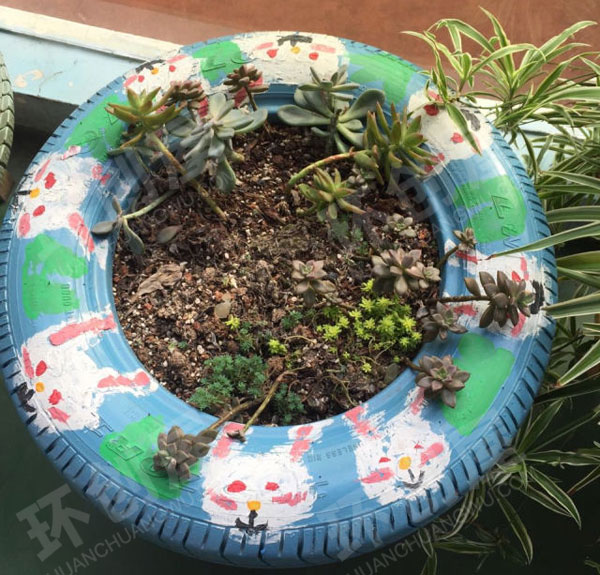 幼儿园户外废物利用种植区图片