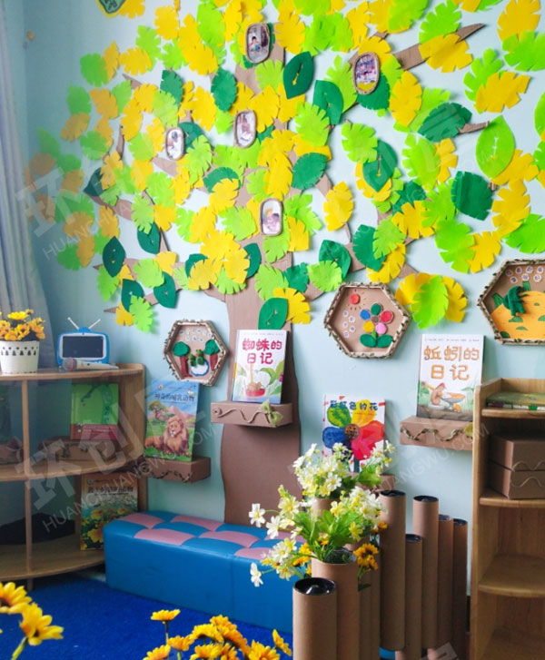 幼儿园图书角森系废物利用环创图片