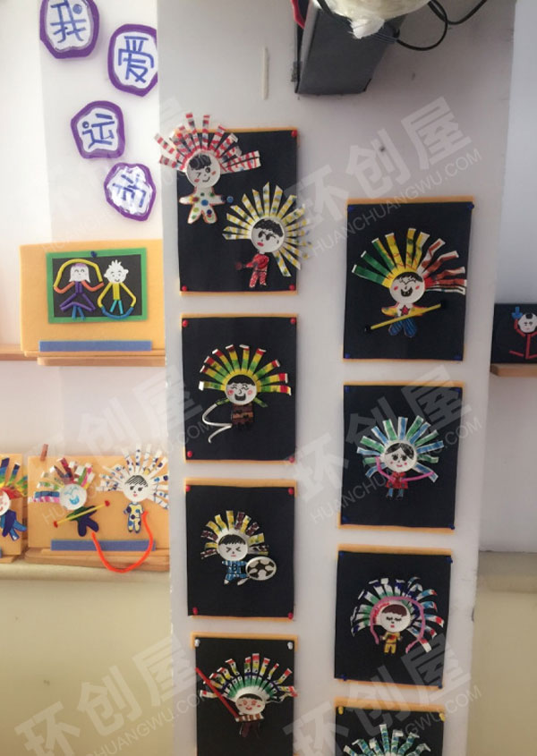 幼儿园美工区纸杯小人爱运动图片