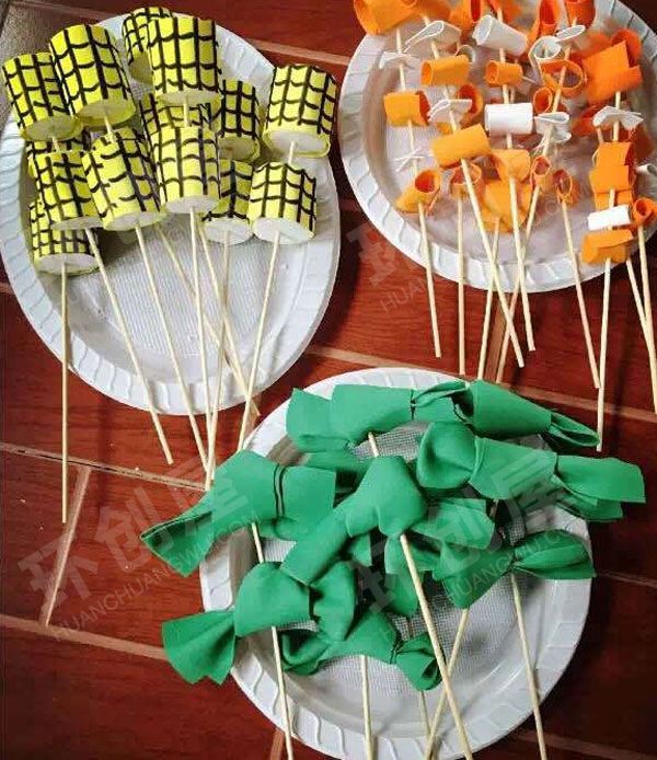 幼儿园角色游戏烧烤店手工海绵纸食物图片